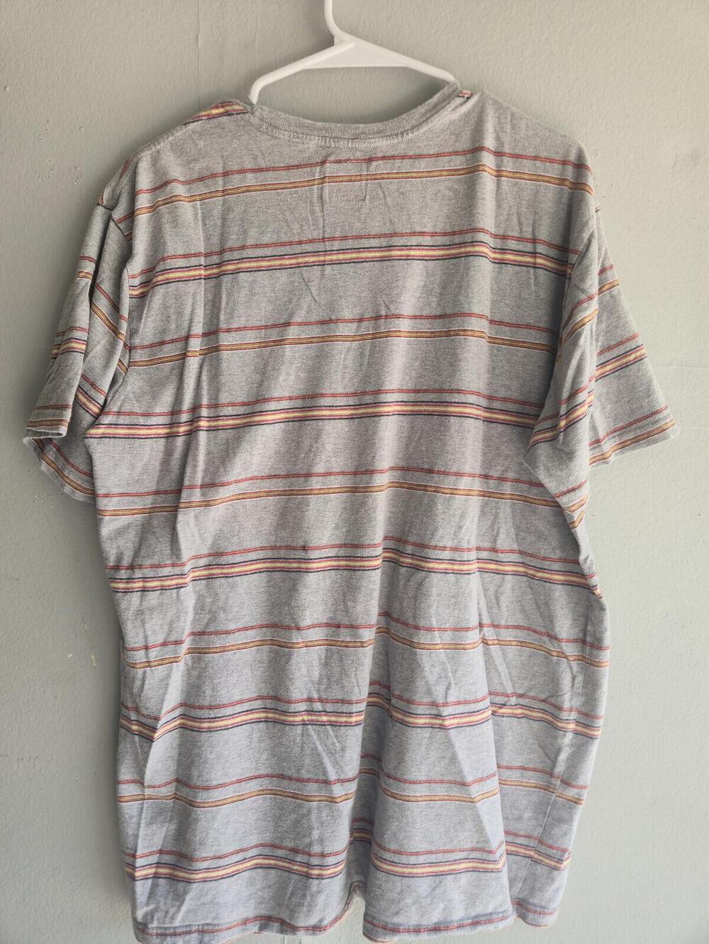 RVCA XL Slim Fit Striped T-Shirt Gray with Orange and Yellow Stripes - Picture 2 of 6